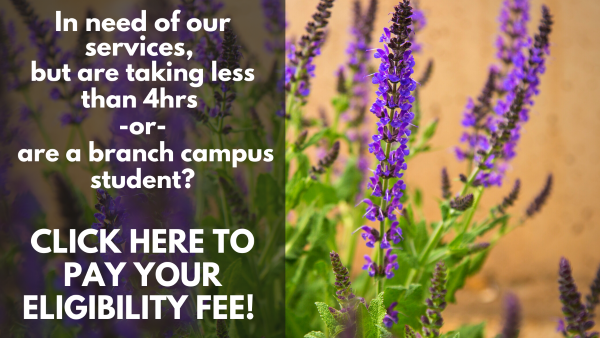 Need SHAC Services but are taking less than 4 hours OR are a branch campus student? Click here to pay eligibility fee.