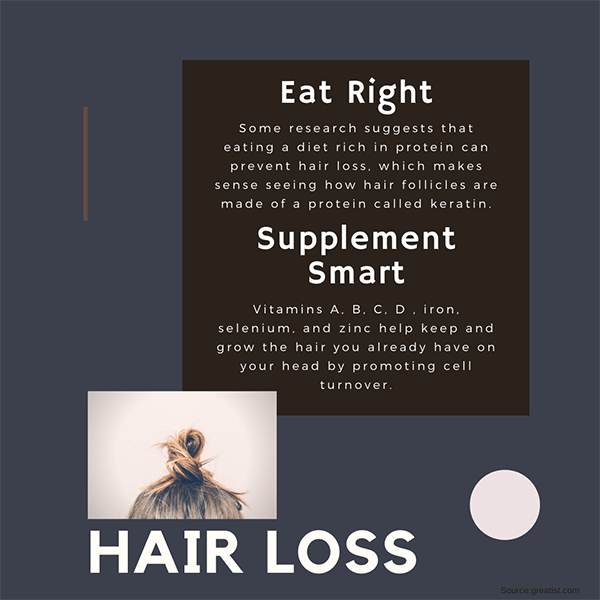 Eat a diet rich in protein. Supplements can help keep and grow hair.