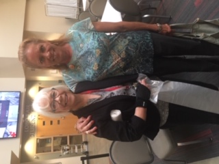 Barbara Krause and Kim Kloeppel pose at the SUB Flu Shot Clinic.