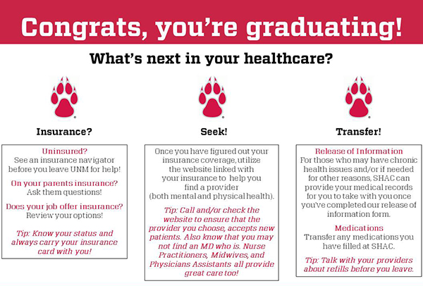 Graduates: What Is Next in Your Healthcare? Look at insurance. Choose a provider. Transfer medical info.