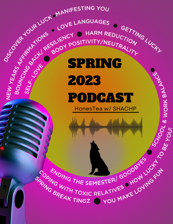 Spring 2023 Podcast topics will include body positivity, affirmations, self-love, etc.