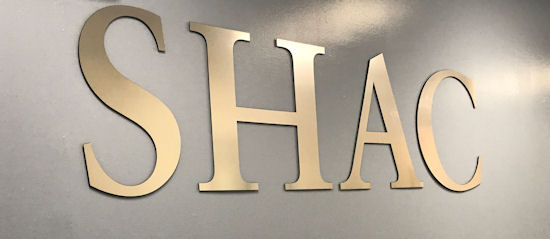 SHAC hallway sign